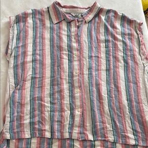 Orvis Striped Sleeveless Button-Up Shirt